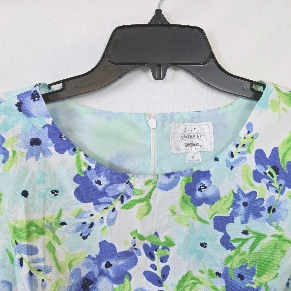 Gymboree Womens Blue Garden Floral‎ Cap Sleeve Fit & Flare Mom Dress 4 Cottage